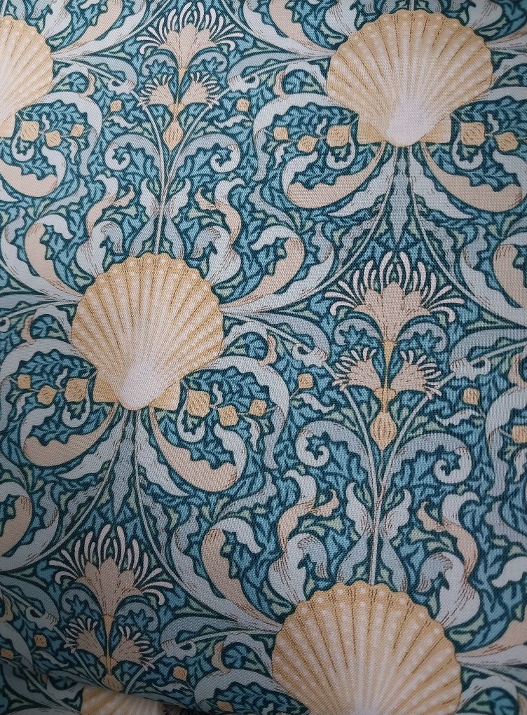 TILDA COTTON BEACH SCALLOP SHELL TEAL #100336